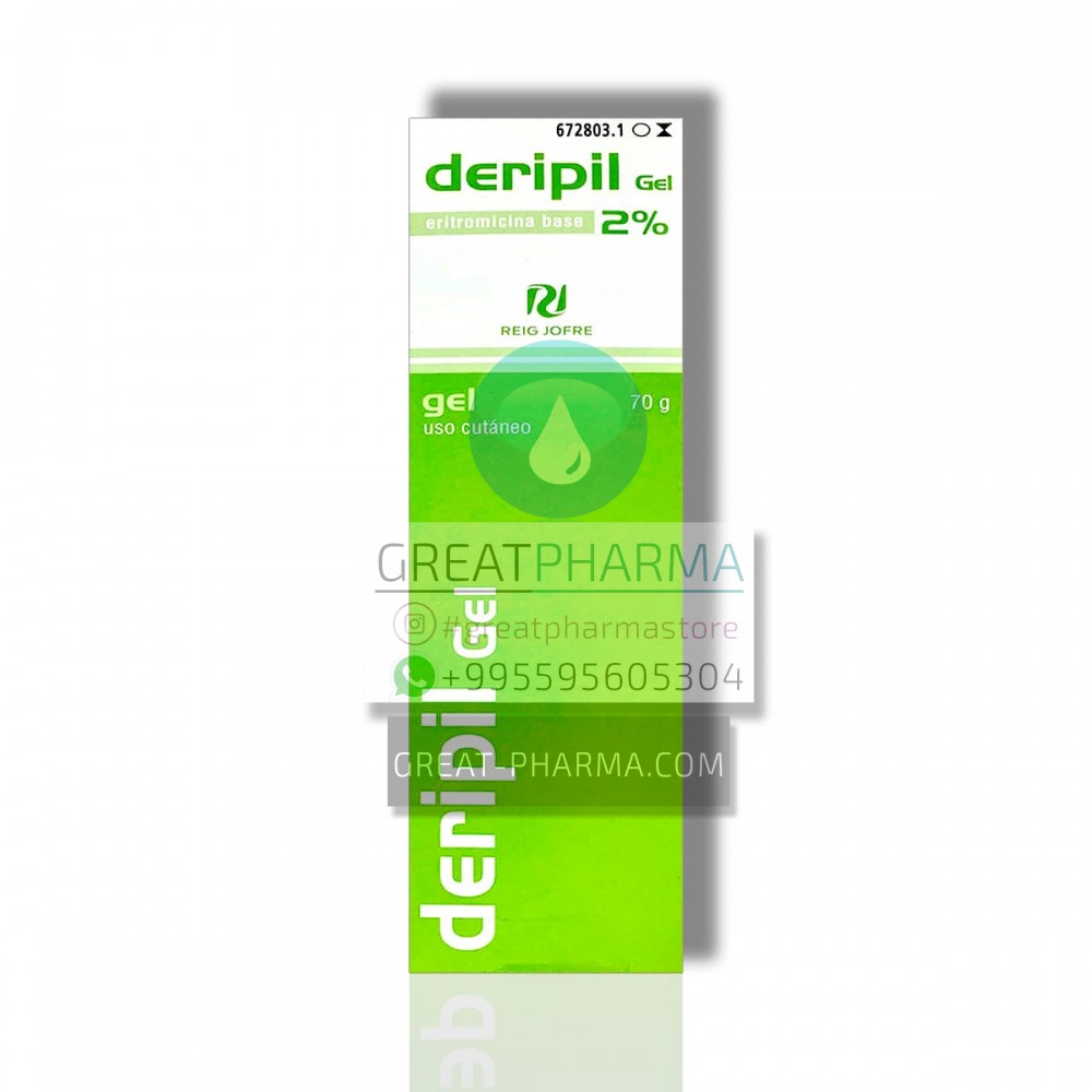 Deripil gel, topical antibiotic erythromycin, buy online, price, from