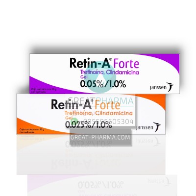 Retin-A Forte 0.025% or 0.05% Tretinoin / 0.1% Clindamycin Gel | 30g/1.06oz